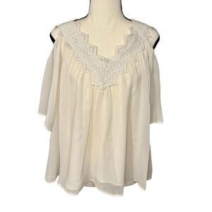 Love Sam Lace Up Back Cold Shoulder Blouse